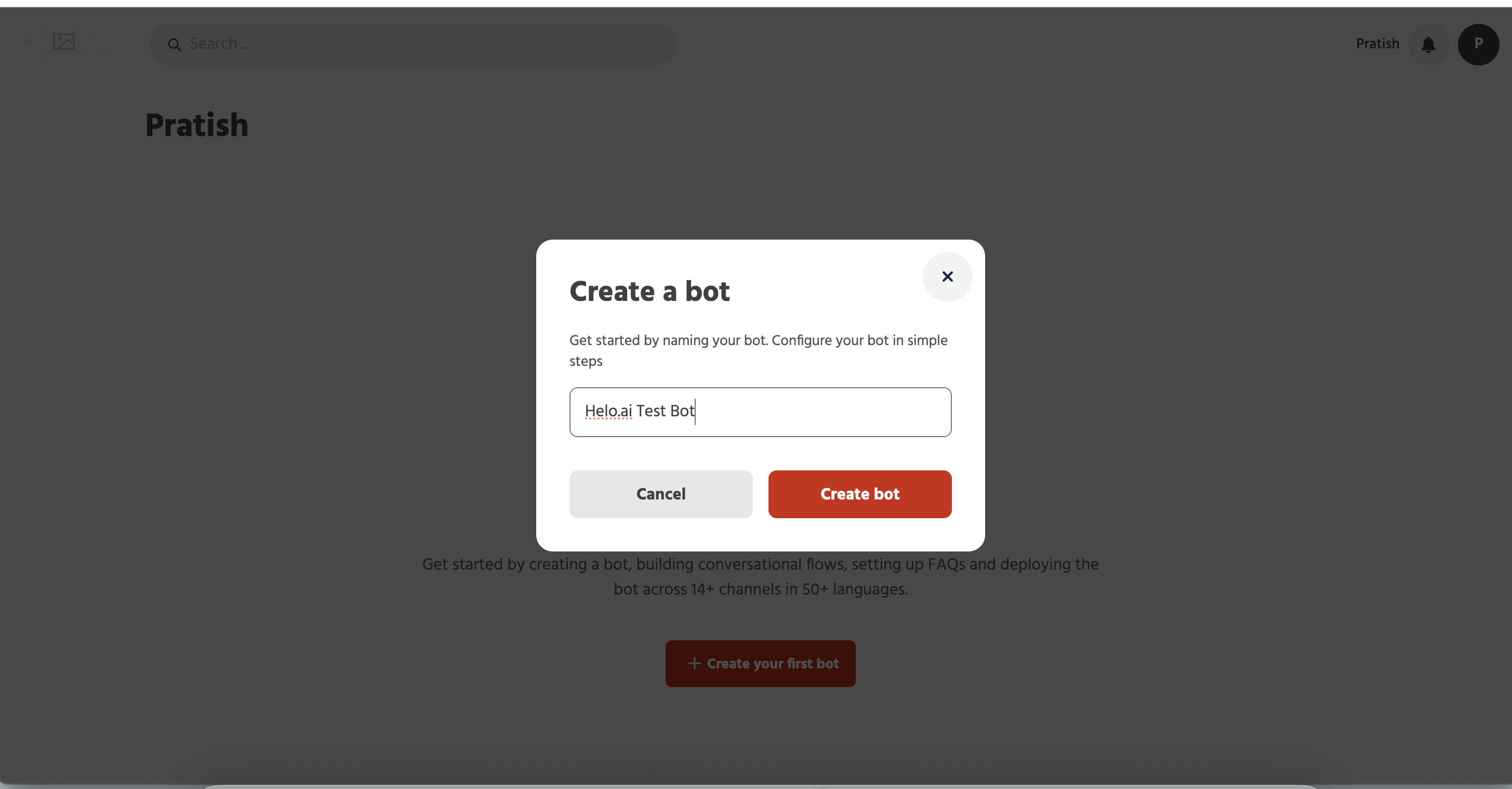 add you first whatsapp chatbot name in the field box